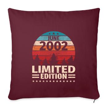 21ème anniversaire Juin Millésime 2002 Millésime - Housse de coussin décorative 45 x 45 cm - bordeaux - Devant