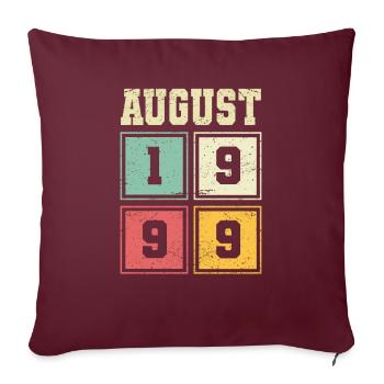 24. Geburtstag August Jahrgang 1999 Vintage - Sofakissenbezug 45 x 45 cm - Burgunderrot - Vorne