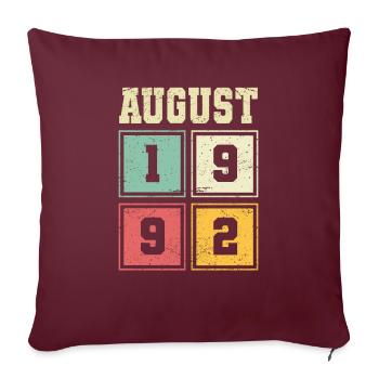 31ème anniversaire août millésime 1992 millésime - Housse de coussin décorative 45 x 45 cm - bordeaux - Devant