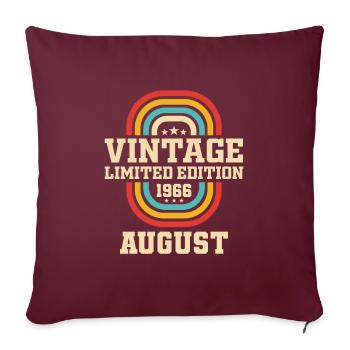 57ème anniversaire août millésime 1966 millésime - Housse de coussin décorative 45 x 45 cm - bordeaux - Devant