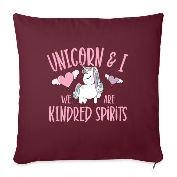 Vintage Rainbow Unicorn & I - sont des esprits apparentés - Housse de coussin décorative 45 x 45 cm - bordeaux - Devant