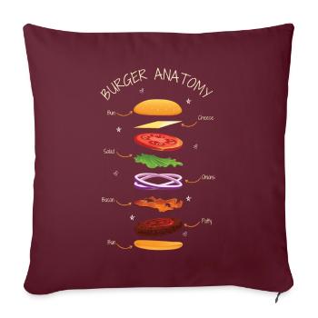 Drôle de définition Anatomie de Burger Fast Food - Housse de coussin décorative 45 x 45 cm - bordeaux - Devant