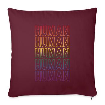 Mois de la fierté gay humaine arc-en-ciel LGBT - Housse de coussin décorative 45 x 45 cm - bordeaux - Devant