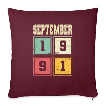 32ème Anniversaire Septembre Millésime 1991 Millésime - Housse de coussin décorative 45 x 45 cm - bordeaux - Devant