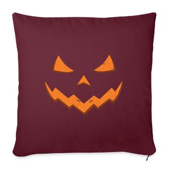 Tête de citrouille sculptée Face paresseux Citrouille d’Halloween - Housse de coussin décorative 45 x 45 cm - bordeaux - Devant