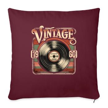 Rétro vinyle Vintage légende des années 1960 anniversaire - Housse de coussin décorative 45 x 45 cm - bordeaux - Devant
