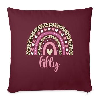 Lilly Regenbogen Name Geburtstag Lilly - Sofakissenbezug 45 x 45 cm - Burgunderrot - Vorne