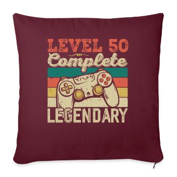 Level 50 abgeschlossen, Geschenk zum 50. Geburtstag - Sofakissenbezug 45 x 45 cm - Burgunderrot - Vorne