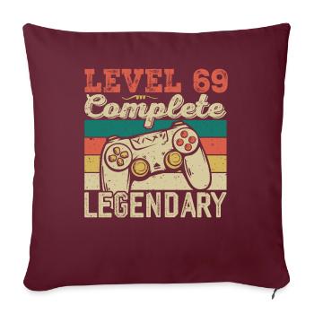 Niveau 69 Complete, Cadeau D'anniversaire 69 Ans - Housse de coussin décorative 45 x 45 cm - bordeaux - Devant