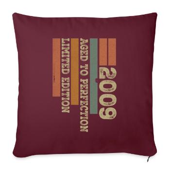 2009 Cadeau Anniversaire Vintage Rétro Né en 2009 - Housse de coussin décorative 45 x 45 cm - bordeaux - Devant