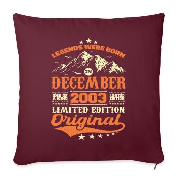Décembre 2003 Cadeau Anniversaire - December 2003 - Housse de coussin décorative 45 x 45 cm - bordeaux - Devant