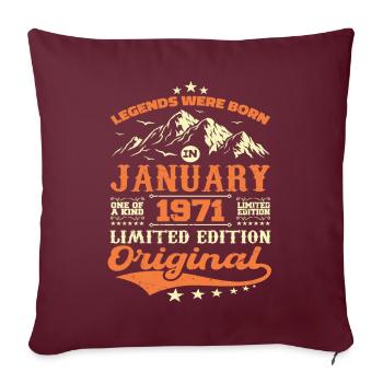 Légendaire Depuis Janvier 1971 Vintage Rétro 1971 - Housse de coussin décorative 45 x 45 cm - bordeaux - Devant