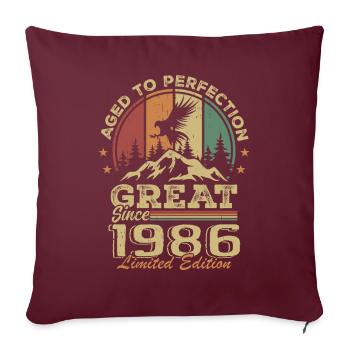 Jahrgang 1986 Geburtstag - 1986 Retro Geschenkidee - Sofakissenbezug 45 x 45 cm - Burgunderrot - Vorne