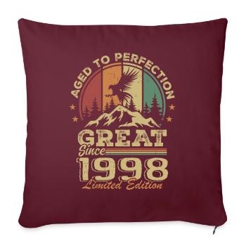 Anniversaire vintage 1998 - idée cadeau rétro 1998 - Housse de coussin décorative 45 x 45 cm - bordeaux - Devant
