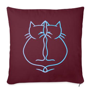 Chat Vintage Couple de chats Retro Vintage - Housse de coussin décorative 45 x 45 cm - bordeaux - Devant