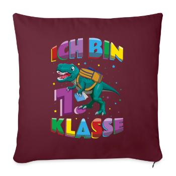 Je suis inscrit en 1ère année de dinosaure - Housse de coussin décorative 45 x 45 cm - bordeaux - Devant