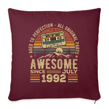 1992 Juillet | Né en Juillet 1992 | Juillet 1992 - Housse de coussin décorative 45 x 45 cm - bordeaux - Devant