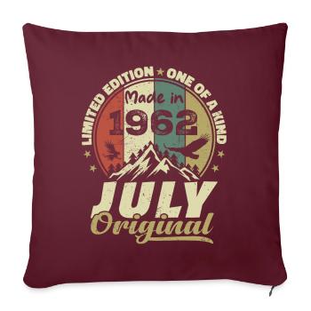 Juli 1962 Geburtstagsgeschenk 1962 Juli 1962 - Sofakissenbezug 45 x 45 cm - Burgunderrot - Vorne