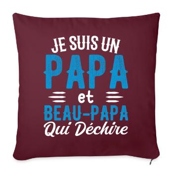 Je Suis Un Papa et Beau-papa Qui Déchire - Housse de coussin décorative 45 x 45 cm - bordeaux - Devant