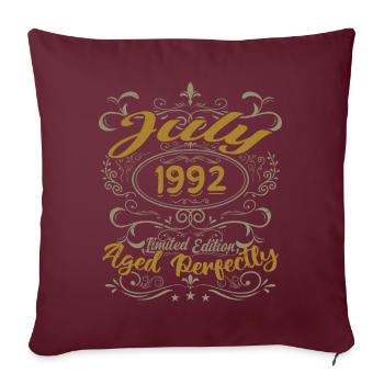 Juillet 1992 Anniversaire Juillet 1992 Cadeau 1992 - Housse de coussin décorative 45 x 45 cm - bordeaux - Devant