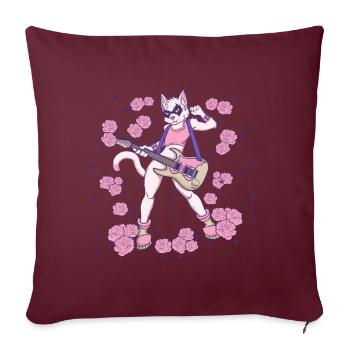 Goth Cat spielt Gitarre Instrumente Rock Metal - Sofakissenbezug 45 x 45 cm - Burgunderrot - Vorne