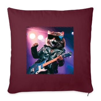 Drôle de chat joue des instruments de guitare Concert mignon - Housse de coussin décorative 45 x 45 cm - bordeaux - Devant