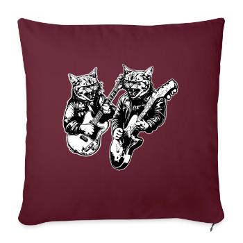 Deux chats jouent de la guitare Instruments Rock Mignon - Housse de coussin décorative 45 x 45 cm - bordeaux - Devant
