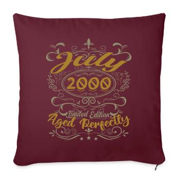 Juillet 2000 Anniversaire Juillet 2000 Cadeau 2000 - Housse de coussin décorative 45 x 45 cm - bordeaux - Devant