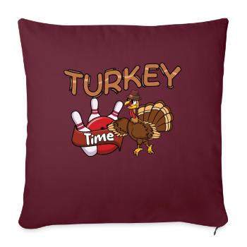Quilles de quilles de dinde de l’heure de la dinde Thanksgiving - Housse de coussin décorative 45 x 45 cm - bordeaux - Devant