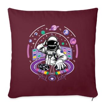 Astronaute DJ Musique Hard Techno Dark Tekno - Housse de coussin décorative 45 x 45 cm - bordeaux - Devant