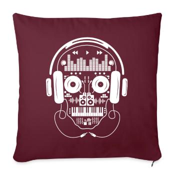 DJ Skeleton Hard Techno Dark Tekno - Housse de coussin décorative 45 x 45 cm - bordeaux - Devant