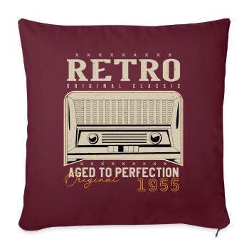 Rétro 1955 Cadeau Anniversaire 1955 Millésime 1955 - Housse de coussin décorative 45 x 45 cm - bordeaux - Devant