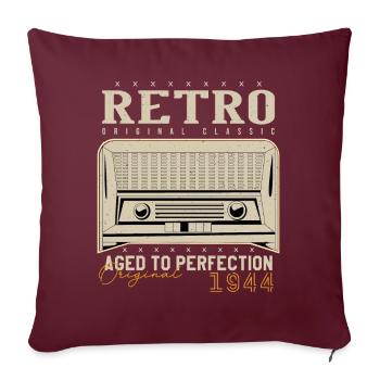 Rétro 1944 Cadeau Anniversaire 1944 Millésime 1944 - Housse de coussin décorative 45 x 45 cm - bordeaux - Devant