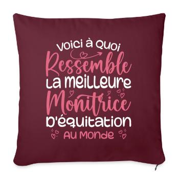 La Meilleure Monitrice D'équitation Au Monde - Housse de coussin décorative 45 x 45 cm - bordeaux - Devant
