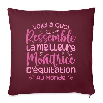 La Meilleure Monitrice D'équitation Au Monde - Housse de coussin décorative 45 x 45 cm - bordeaux - Devant