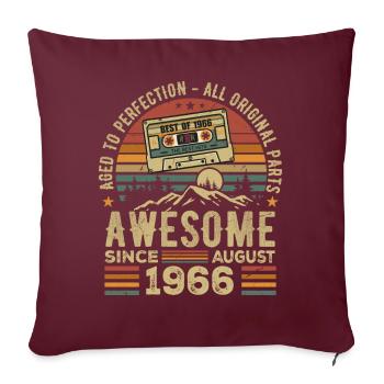 Né en Août 1966 Cadeau Anniversaire Août 1966 Août - Housse de coussin décorative 45 x 45 cm - bordeaux - Devant