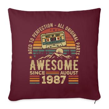 Né en Août 1987 Cadeau Anniversaire Août 1987 Août - Housse de coussin décorative 45 x 45 cm - bordeaux - Devant