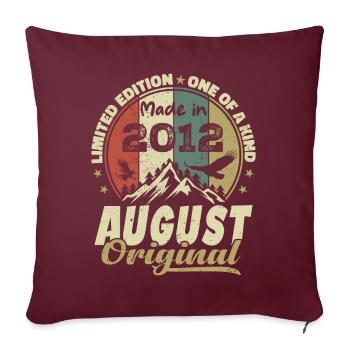 Août 2012 Vintage 2012 Cadeau D'anniversaire Août - Housse de coussin décorative 45 x 45 cm - bordeaux - Devant