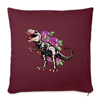 Squelette Dinosaure Muertos Jour Des Morts Halloween - Housse de coussin décorative 45 x 45 cm - bordeaux - Devant