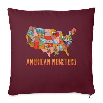 Monstres américains Monstres cryptides Créatures mythiques - Housse de coussin décorative 45 x 45 cm - bordeaux - Devant