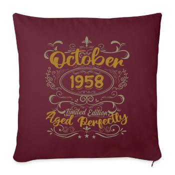 Octobre 1958 Cadeau 1958 Anniversaire Octobre 1958 - Housse de coussin décorative 45 x 45 cm - bordeaux - Devant