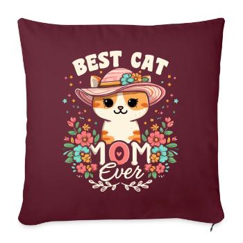 Best Cat Mom Ever Funny Mothers Day - Cute Cat - Housse de coussin décorative 45 x 45 cm - bordeaux - Devant