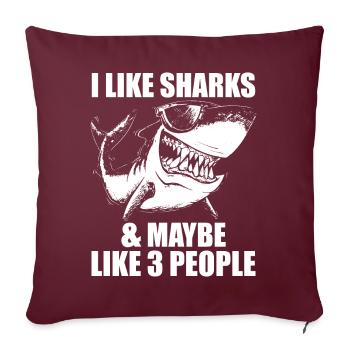 Funny Shark Design For Men Women Kids Shark Lover - Housse de coussin décorative 45 x 45 cm - bordeaux - Devant