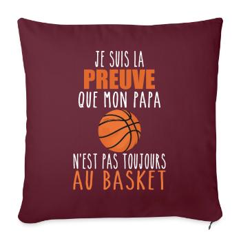 Preuve que mon papa basket | Basketteur | Basket - Housse de coussin décorative 45 x 45 cm - bordeaux - Devant