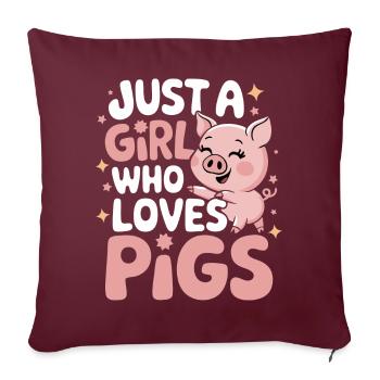 Animal cochon - Housse de coussin décorative 45 x 45 cm - bordeaux - Devant
