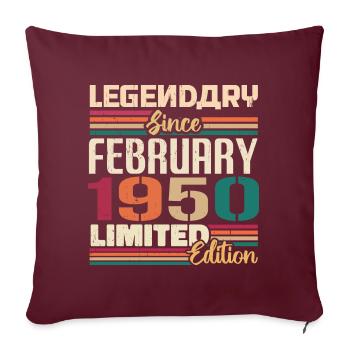 Février 1950 Cadeau d’anniversaire Février 1950 - Housse de coussin décorative 45 x 45 cm - bordeaux - Devant