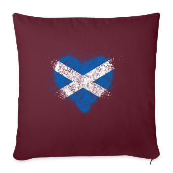 Drapeau écossais de coeur Vintage - Housse de coussin décorative 45 x 45 cm - bordeaux - Devant