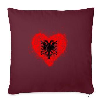 coeur Albanie drapeau vintage - Housse de coussin décorative 45 x 45 cm - bordeaux - Devant