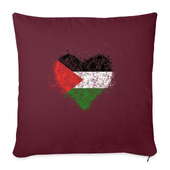 Coeur De Palestine Drapeau Vintage - Housse de coussin décorative 45 x 45 cm - bordeaux - Devant