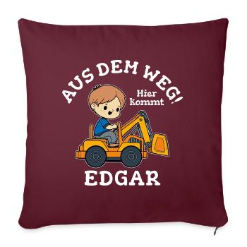 Edgar Vorname Bagger - Sofakissenbezug 45 x 45 cm - Burgunderrot - Vorne